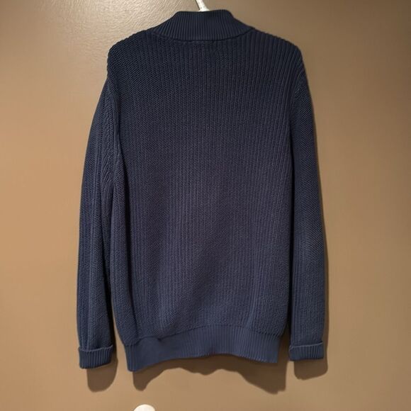 L L Bean Cotton Waffle Sweater Full Zip Size Large Men’s Winter Sweater - Picture 2 of 8